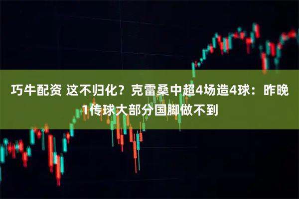 巧牛配资 这不归化？克雷桑中超4场造4球：昨晚1传球大部分国脚做不到